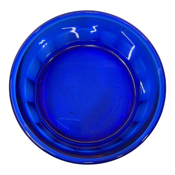 Vintage Arcoroc France Cobalt Blue Glass Bowl Octagonal Serving Salad 9" Paneled - Picture 2 of 5